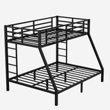 MERITLINE Twin XL Over Queen Bunk Beds for Adults and Teens, Heavy-Duty Metal Bunk Bed Twin Over Queen with 2 Ladders for Boys Girls,Space-Saving Bunk Bed,Noise Reduced,Black MERITLINE