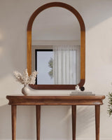 Arched Mirror 24 x 36 Inch,Brown Wood Rustic Bathroom Tempered Wall Mirror with Wood Frame,Round Corner Arch Farmhouse Wooden Vanity Mirror for Living Room,Entryway or Bedroom（Walnut Brown） CULER