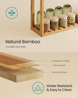 SONGMICS Bamboo Bathroom Shelf, 3-Tier Adjustable Plants Rack, Wall-Mounted or Stand, in the Living Room, Balcony, Kitchen, 5.9 x 23.6 x 21.3 Inches, Natural UBCB13Y SONGMICS