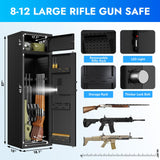 Karini 8-12 Gun Safe for Rifles and Pistols Large Rifle Safe with Electronic Combination Lock & Separate Storage 3 Removable Shelves 180° Door for Garage Bedroom & Shooting Club Karini