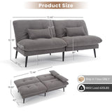 ASAHREE 72'' Corduroy Futon Convertible Sofa Couch,Comfy Sleeper Sofa Bed with Adjustable Backrest, Modern Futon Loveseat for Living Room, Bedroom, Office, Apartment, Dorm, Grey ASAHREE