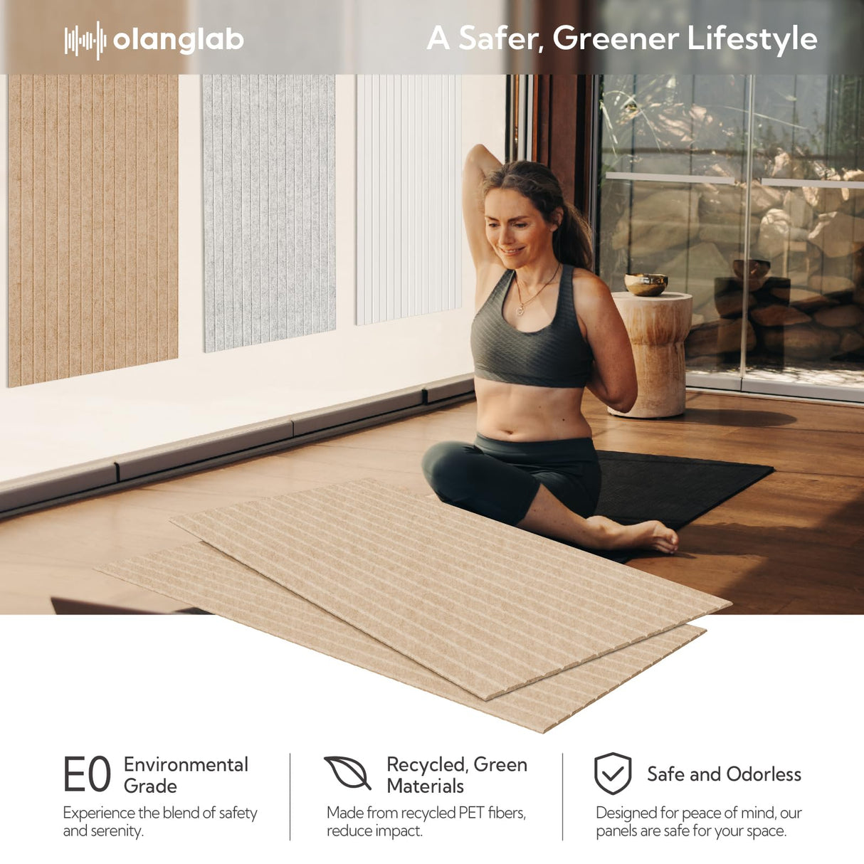 Olanglab Acoustic Wall Panels 10 Pack, 48 x 24 per Acoustic Panels Sound Absorbing, Decorative Sound Panels for Home Studio and Office, Khaki Olanglab