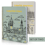 Beautiful Adult Coloring Book Set of 2 for Relaxation - Inspirational Adventures and Landmarks Scenery For the Spirit of Wanderlust - Perfect Stress-Relieving Gift for Women ZICOTO