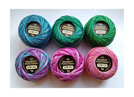 WonderFil Eleganza Size 8 Perle Cotton Embroidery Thread ''Candy Hearts" Sampler Set - 6 Colors, 42 Yards Each WonderFil Specialty Threads
