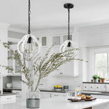 SAMTEEN Farmhouse Wooden Pendant Light Distressed White Wood Chandelier 1-Light Modern Wooden Pendant Light Fixtures for Kitchen Island Dining Room Bedroom SAMTEEN