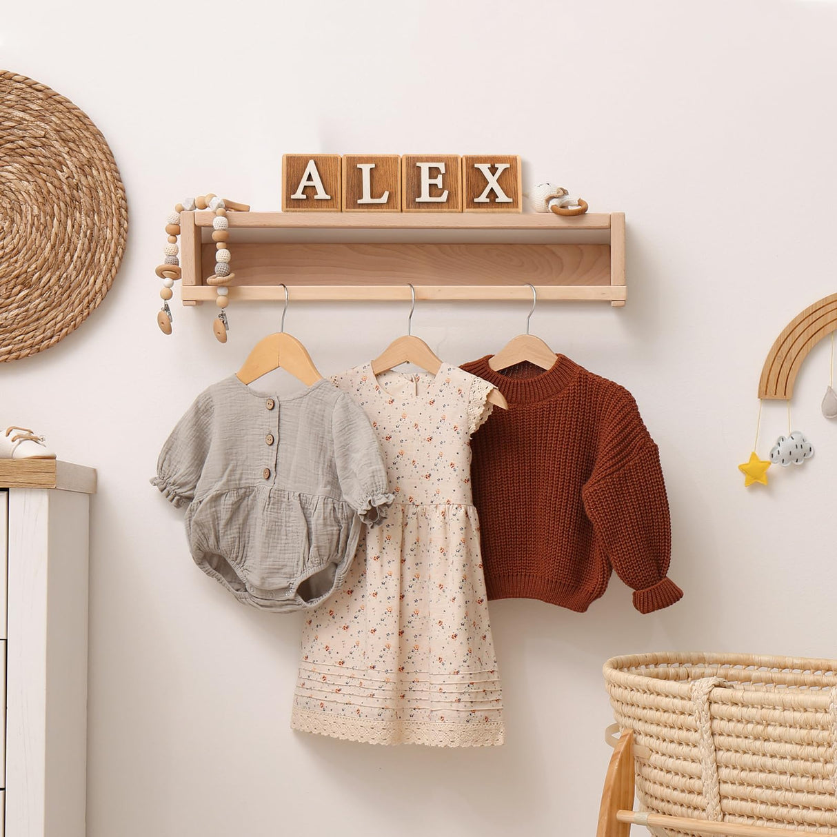 Kigley 8 Pcs Custom Wooden Name Sign 8 Letter Baby Blocks and 78 Wooden Letter Nursery Name Wooden Cubes Baby Wooden Blocks for Nursery Montessori Baby Shower Name Alphabet Wood Signs (Wood) Kigley