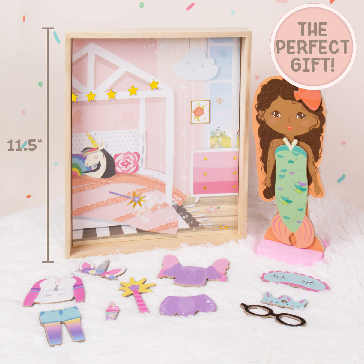 Story Magic Wooden Dress-Up Doll by Horizon Group USA, Dress Up Magnetic Wood Double Sided Doll, Over 40 Outfit and Accessory Pieces, Creative Pretend Play, Perfect for Ages 4+ Horizon Group USA