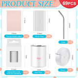 Ninehaoou 12 Set 3oz Sublimation Shot Glasses Blank Mini Tumbler Shot Glass with Straw and Lid Stainless Steel Cups with Heat Transfer for Spirits Lovers Birthday Christmas Gift(White) Ninehaoou