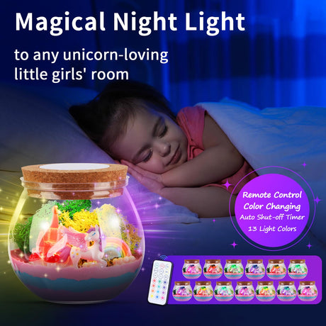 Envyvip Unicorn Gifts for Girls 4-12 Years Old, Unicorn Crafts Kit for Kids, Light Up Decoration with Remote Control - Arts and Crafts for Kids, Birthday Gifts Toys for Girls Age 4 5 6 7 8 9 10 11 12 Envyvip