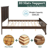 Mirightone Wood King Bed Frame with Tall Headboard and Footboard, Rustic King Panel Bed with Under Bed Storage, Farmhouse Style, Noise-Free, No Box Spring Needed, Antique Brown Mirightone