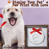 Chunful Dog Memorial Shadow Box with Paw Print Kit 5.9'' x 5.9'' Customized Clay Impression Kit Wooden Keepsake Display CasePet Christmas Ornament Gifts for Pet Lovers Dog Cat DIY Ornament Chunful