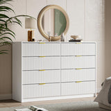 MAISONARIA White Dresser for Bedroom, 8 Drawer Double Dresser, Modern Chest of Drawers for Bedroom, Living Room, Entryway and Closet, 55" L x 15.7" D x 37.4" H MAISONARIA