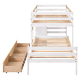 Bunk Bed Twin Over Twin with 6 Storage Drawers, Solid Wood Bunk Beds with Guardrails and Ladders for Kids Boys Girls Teens, No Box Spring Needed (Twin Over Twin Bunk Beds, Natural) Harper & Bright Designs