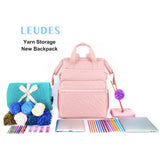 Leudes Knitting Bag Backpack, Yarn Storage Organizer Large Crochet Bag Tote Christmas Gift Yarn Holder Case for Carrying Projects, Knitting Needles (Upgraded Pink) Leudes