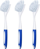 SPOGEARS Dish Brush 3 Pack - Dish Scrubber Brush with Built-in Scraper - Kitchen Brush for Dishes - Kitchen Scrub Brush with Grip Friendly Handle - Dish Cleaning Brush SPOGEARS