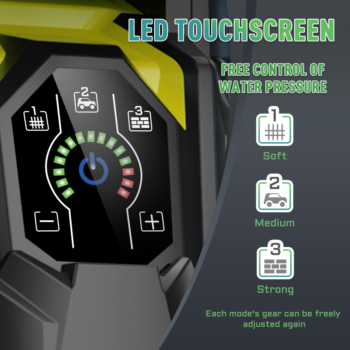 Electric Pressure Washer 5000PSI-Max 3.6GPM Power Washer Touch Screen Adjustable Pressure,4 Nozzles and 500ml Foam Cannon Power Washer Cleaning for Patio Yellow Le Hao Tool