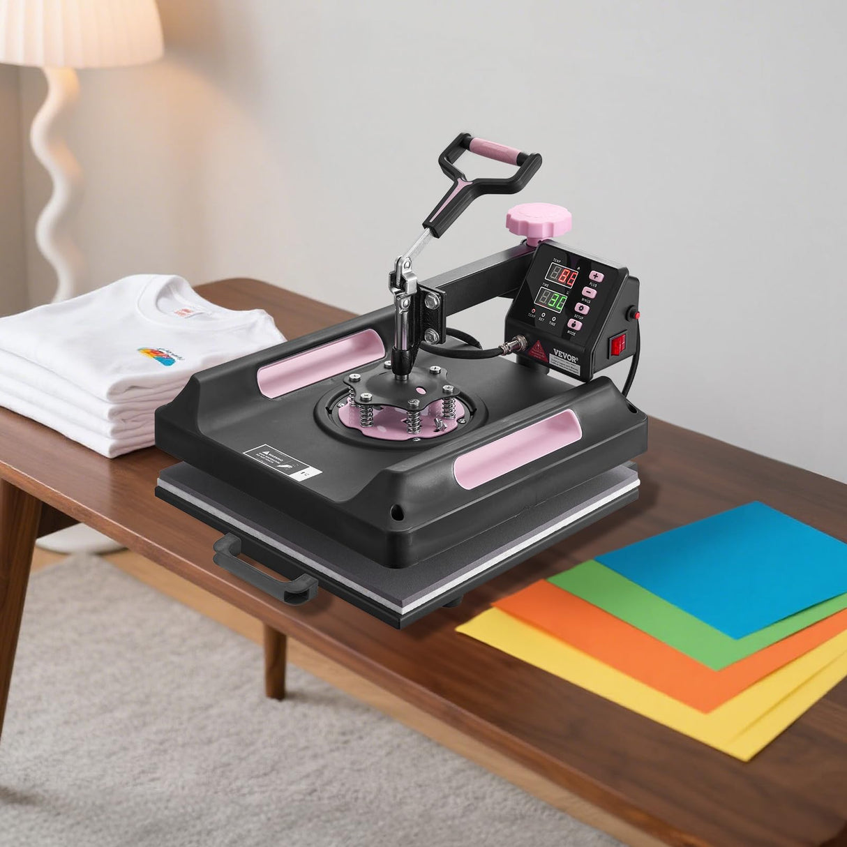 VEVOR Heat Press Machine, 5 in 1 Heat Transfer Machine with 30 oz Tumbler Press, 15 x 15 inch, 360° Swing Away Digital T-Shirt Pressing Machine, Teflon Coating, for T-Shirts/Mugs/Hats/Plates, Black VEVOR