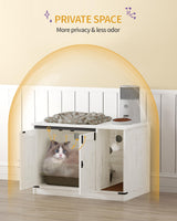 Hzuaneri Cat Litter Box Enclosure, Hidden Litter Box Cabinet Furniture with Bell, Indoor Cats House, Farmhouse Style, 31.5 x 19.7 x 20.9Inches, for Hallway, Bedroom, White CB82414B Hzuaneri
