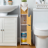 AOJEZOR Bathroom Storage Cabinet: Sideboard Buffet Cabinet,White/Bamboo AOJEZOR