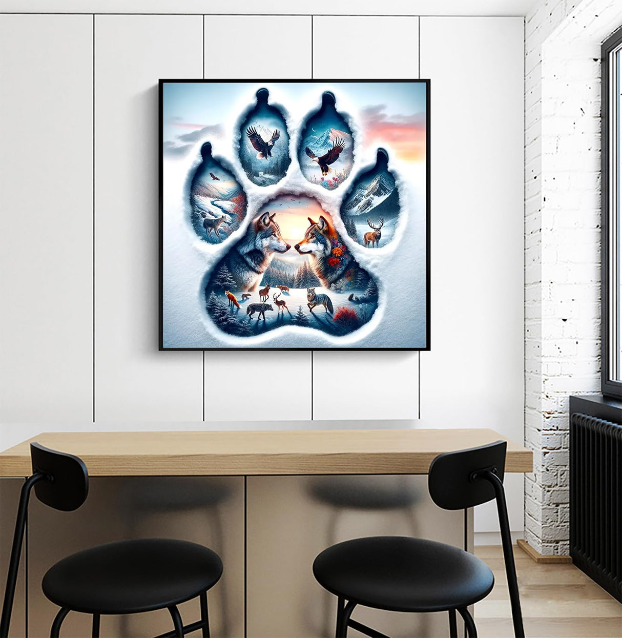 APTDYIGL 5D Winter Wolf Diamond Painting Kits for Adults Beginner,DIY Animal Diamond Art Kits for Adults,Round Full Drill Diamond Dots with Gem Art Kits,Home Wall Decor 13.7X13.7inch APTDYIGL