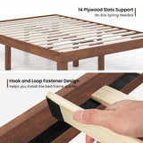 KOMFOTT 14-Inch Brown Cherry Solid Wood Platform Bed Frame with Under-Bed Storage KOMFOTT