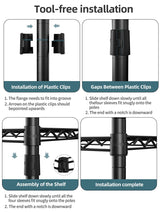 SINGAYE 5 Tier Storage Rack Wire Shelving Unit Storage Shelves Metal for Kitchen Laundry Pantry Closet 1000 Lbs Capacity 23.6" L x 14" W x 59.1" H Black SINGAYE