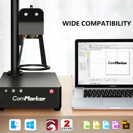 ComMarker US Stock B4 60W JPT Mopa Fiber Laser Engraving Machine with 5in1 Rotary,Support Lightburn Laser Engraver,2Lens Color Marking Machine for Stainless Steel,Silver,Tumbler,Jewelry ComMarker