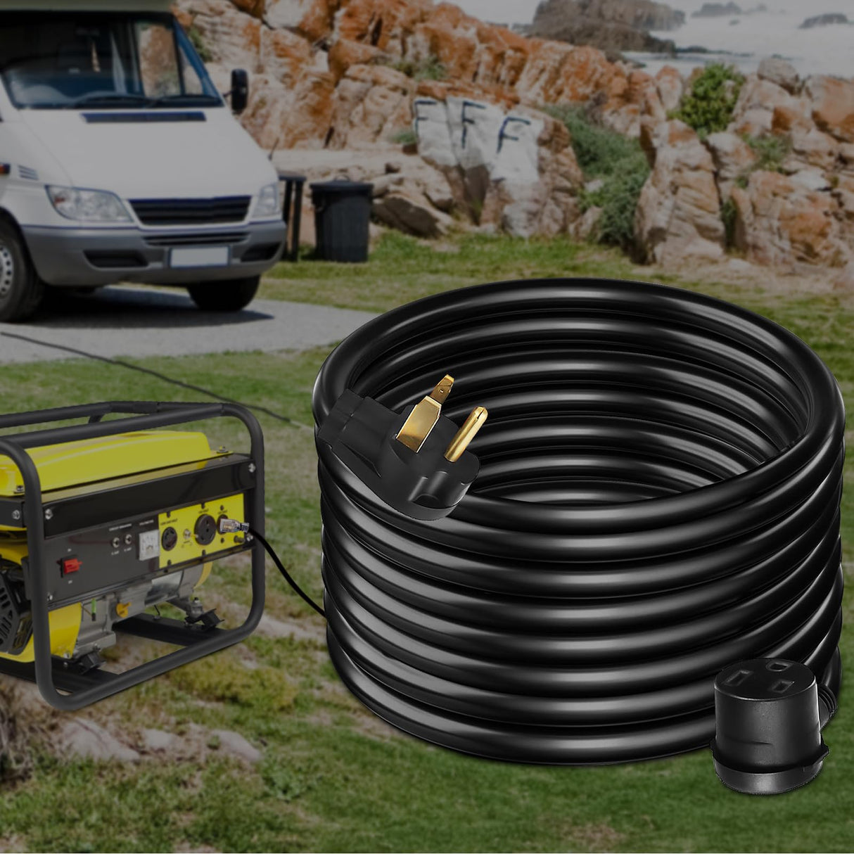 VEVOR Extension Cord, 50ft 250 Volt, 10 Gauge Heavy Duty Outdoor Welder Extension Cord with 10 Awg 3 Prong, 50 Amp Power Extension for Welding Machines, NEMA 6-50 Plug, ETL Approved, Black VEVOR