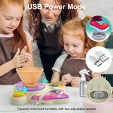 Roaxkois Pottery Wheel for Kids – Complete DIY Arts & Crafts Painting Kit with Air Dry Clay, Paints, Tools, Apron & Stickers – Creative Gift for Girls & Boys Ages 6 7 8 9 10 11 12+ Roaxkois