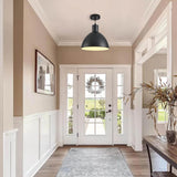 GRUSTRUST 2 Pack Dome Pendant Light, Black Vintage Chandelier Farmhouse 12" Large Pendant Light, Modern Adjustable Hanging Light Fixture,for Kitchen Island,Industrial Dining Room,Coffee Bar GRUSTRUST