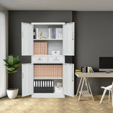 Metal Storage Cabinet，71" Garage Storage Cabinet with 2 Locking Drawer and 4 Adjustable Shelves ，Black Tool Cabinet，Lockable File Steel Cabinet for Home, Office, Gym, School. TaskStorz