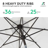 JEAREY 10FT Outdoor Patio Umbrella Outdoor Table Umbrella with Push Button Tilt and Crank, Market Umbrella 8 Sturdy Ribs UV Protection Waterproof for Pool, Garden (Creamy-white) JEAREY