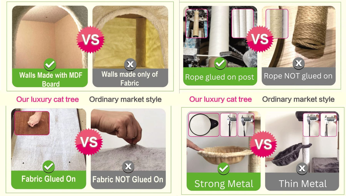 Go Pet Club Classic Cat Tree, Faux Fur Finish, Sisal Rope Scratcher, 62"H, Beige Go Pet Club