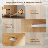 VINGLI Fluted Wardrobe Closet Armoire with Doors And Drawers, Wardrobe Cabinet with Hanging Rack, Bedroom Closet Wood, Oak Free Standing Armoire with Shelf and Solid Wood Legs, 31.5"W*19.7"D*69.3"H VINGLI