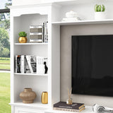 ECACAD 4-Piece Entertainment Center Wall Unit with Bookshelves for TVs up to 60", Multifunctional TV Stand Media Console Table with Glass Doors, Shelves, Drawers & Doors, White ECACAD