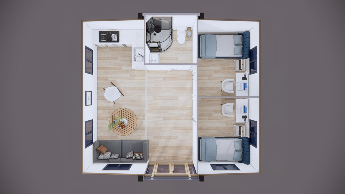 Barn Homes Expandable House with Bathroom and Kitchen, Foldable Tiny Home, 20ft & 40ft, Mobile House, Modular Homes, Container Homes, Tiny House to Live in, Cabin Prefab (20 FT) - WoodArtSupply