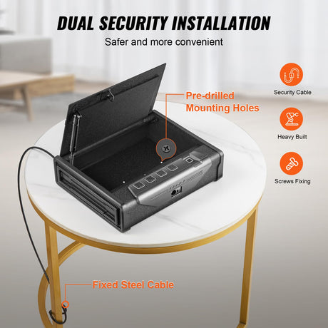 VEVOR Gun Safe for Pistols, Biometric Gun Safe with Three Quick Access Ways of Fingerprints, Passwords and Keys, Handgun Safe for 2 Pistols for Home, Bedside, Nightstand, Car VEVOR