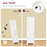 TEENFON 43'H Pantry Cabinet with 4 Doors, Kitchen Cabinet with 6 Door Shelves, Kitchen Pantry for Living Room, Dining Room, Bathroom, White TEENFON