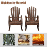 kinbor Rustic Outdoor Rocking Chairs Set of 2 - Rocker Chairs Wooden with Oversized Back and Wagon Wheel Armrest, Porch Patio Lawn Garden Furniture, Brown kinbor