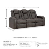 Signature Design by Ashley Fyne-Dyme Contemporary Power Reclining Sofa with USB Charging Ports and Adjustable Headrest, Brown Signature Design by Ashley