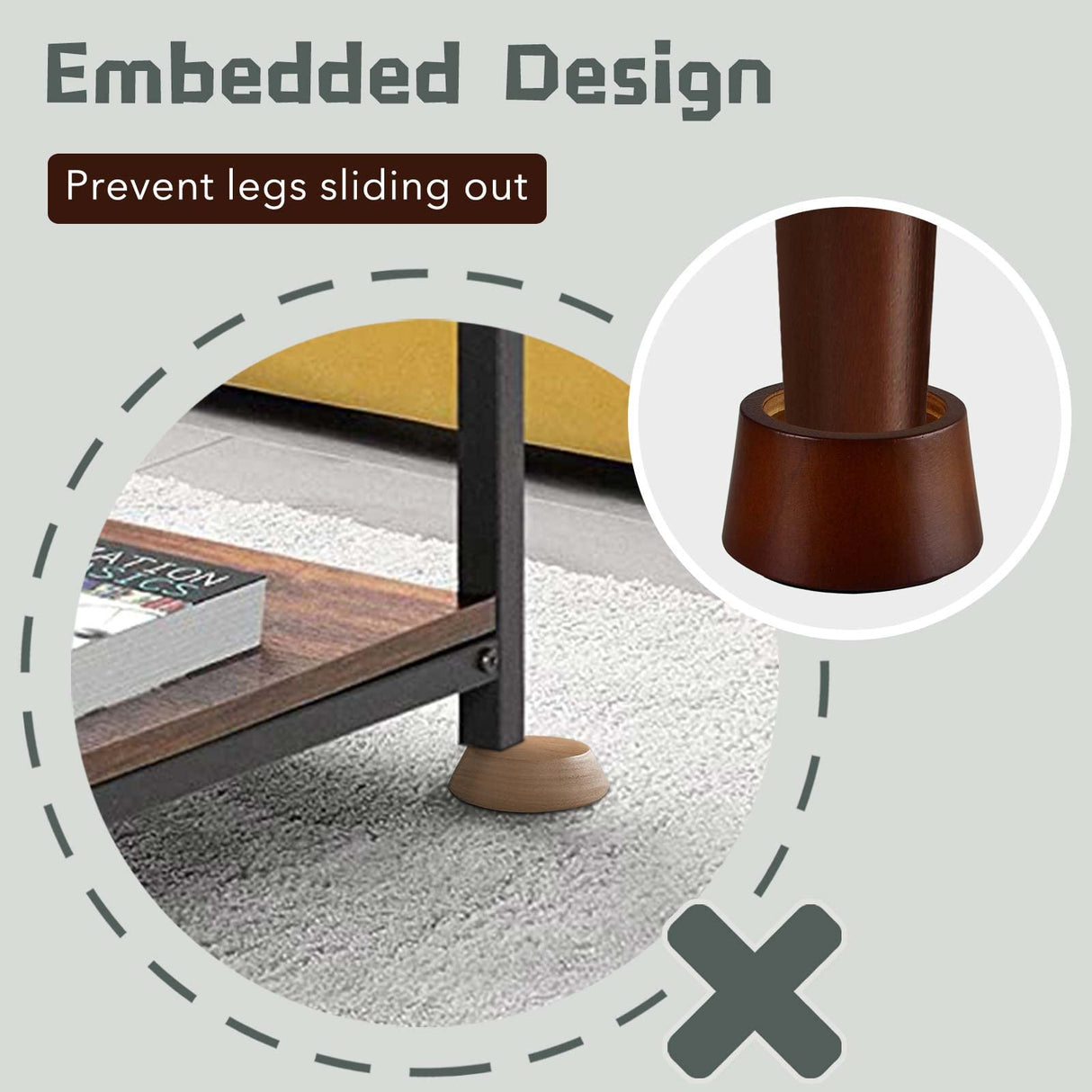 KOIKEY Furniture Raisers Bed Risers - 2 Inch Wooden Circle Heavy Duty Furniture Height Extenders Lifts for Sofa Couch Desk Chair Table Base Raising Space, Convenient Store and Cleaning, Pack of 4 KOIKEY