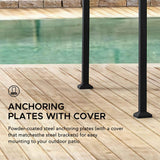 Sunjoy 5 x 8 ft Black Steel Frame Double Tiered Canopy Grill Gazebo for Outdoor, Patio, Garden, and Backyard Activities,Gray and Black Sunjoy