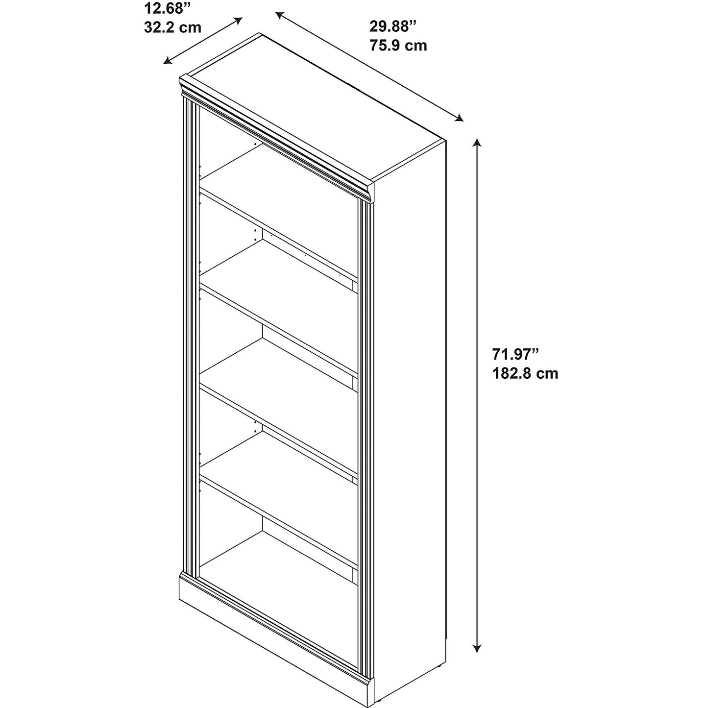 Timeless Arlington Tall 5 Shelf Bookcase in Harvest Cherry by Kathy Ireland Home - WoodArtSupply