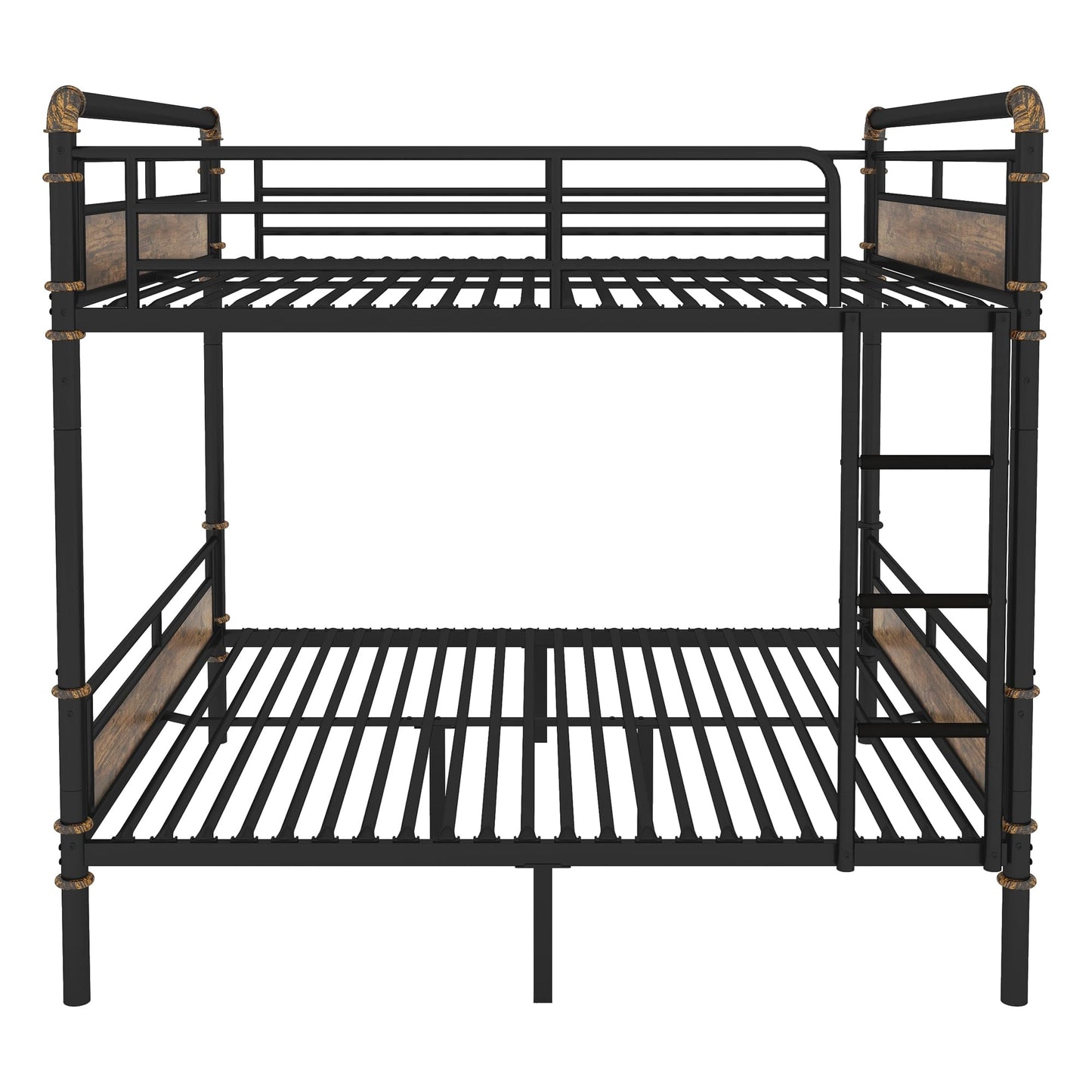 Queen Over Queen Bunk Bed, Heavy Duty Metal Queen Bed Frame,Industrial Detachable Bunkbeds with Safety Guard Rails and Full-Length Guardrails,Noise Free for School, Bedroom (Queen)