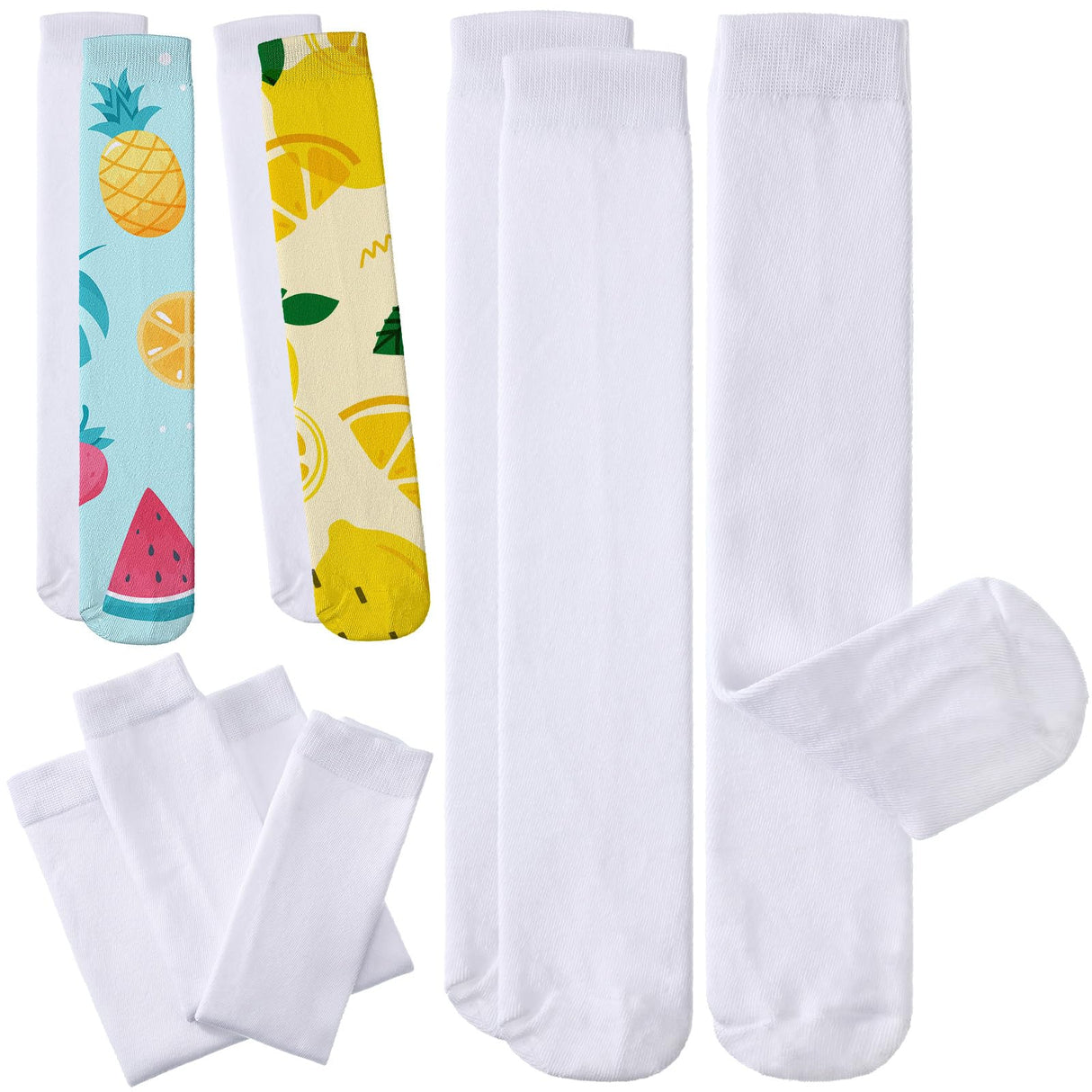 Geyoga 6 Pairs Blank White Sublimation Socks Sublimation Printable Athletic Youth Socks for Men Women Halloween Christmas Thanksgiving Personalized DIY Socks Geyoga