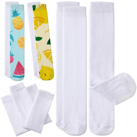 Geyoga 6 Pairs Blank White Sublimation Socks Sublimation Printable Athletic Youth Socks for Men Women Halloween Christmas Thanksgiving Personalized DIY Socks Geyoga