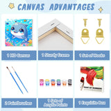 XTCIXAL Paint by Numbers Kit for Kids with Frame, Dolphin Paint by Number Kids Age 5-8-12, Paint by Number with Frame for Gifts and Home Decor 8X8 Inch XTCIXAL