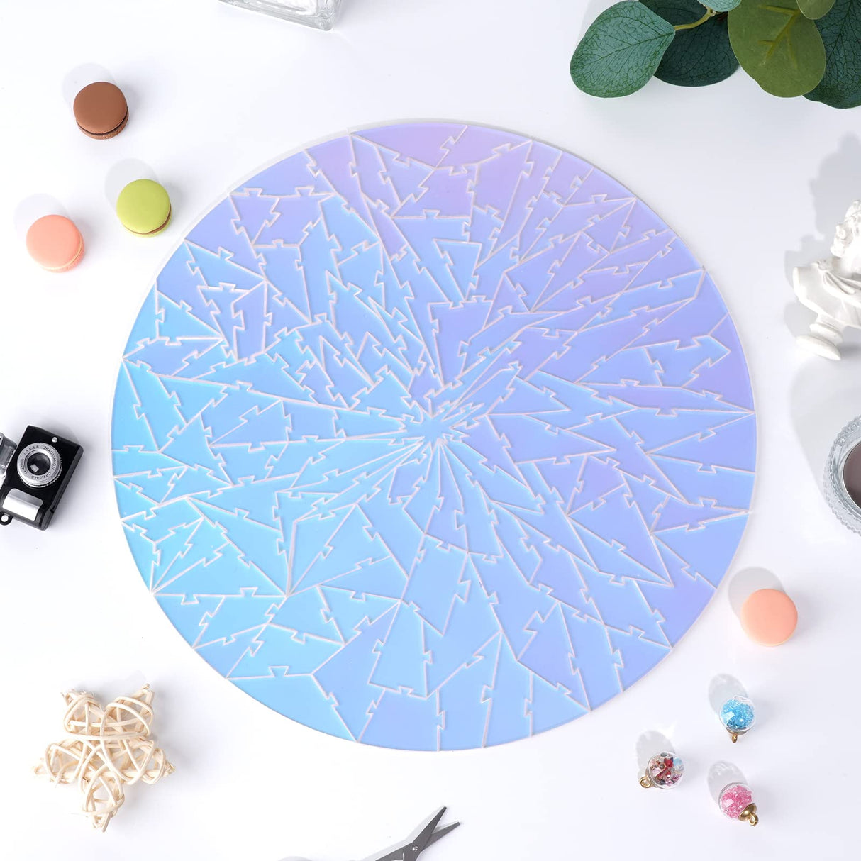 ZZYFGH Unique Jigsaw Puzzle, Impossible Challenge 141 Pieces Round Broken Color Changing Iridescent Acrylic Puzzles Game for Adult ZZYFGH