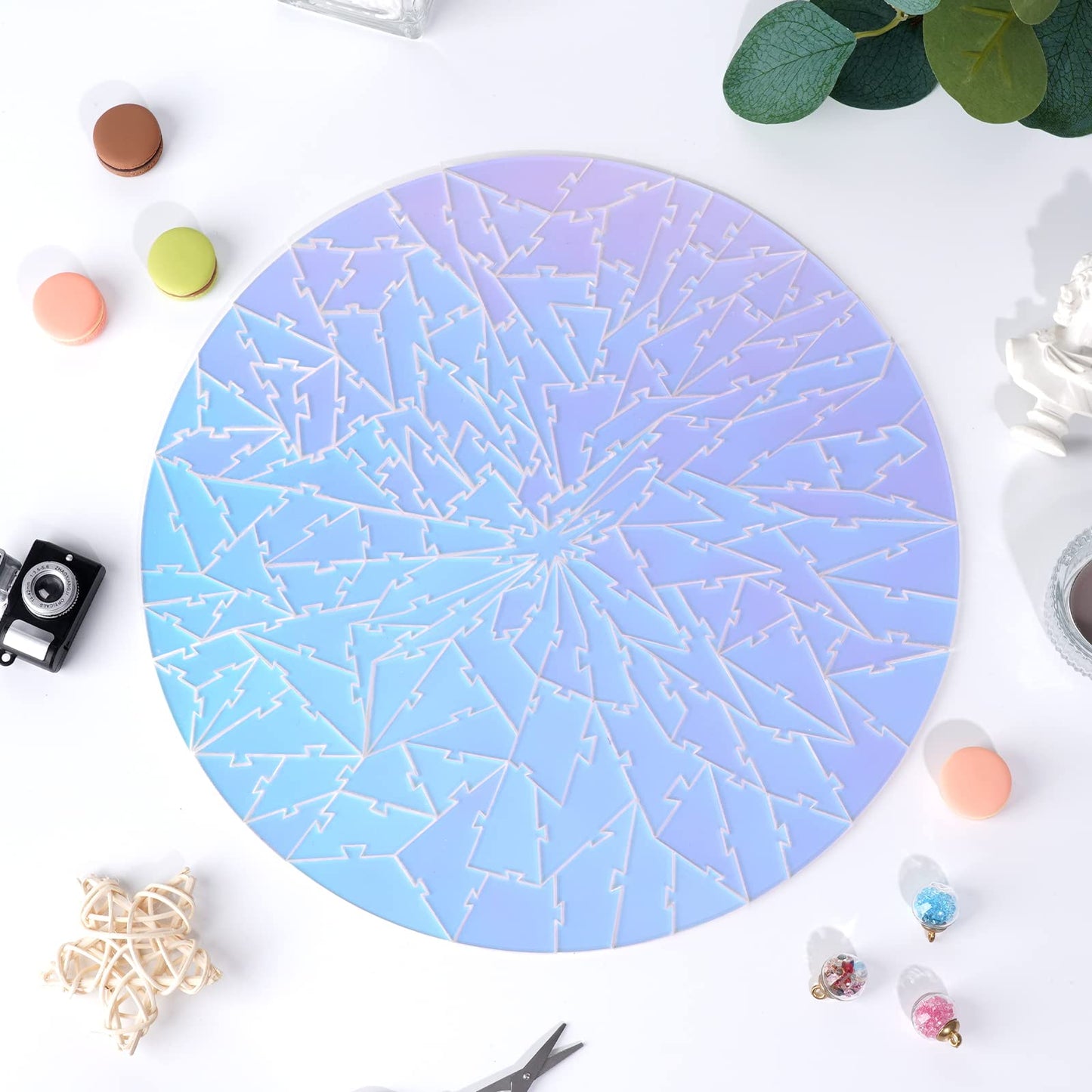 ZZYFGH Unique Jigsaw Puzzle, Impossible Challenge 141 Pieces Round Broken Color Changing Iridescent Acrylic Puzzles Game for Adult