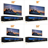 EXQUAL Floating TV Stand, Wall Mounted TV Shelf with Led Lights & Power Outlet, 71" Modern Entertainment Center Media Console with Storage, High Gloss TV Cabinet for 65/75/80 inch TV EXQUAL